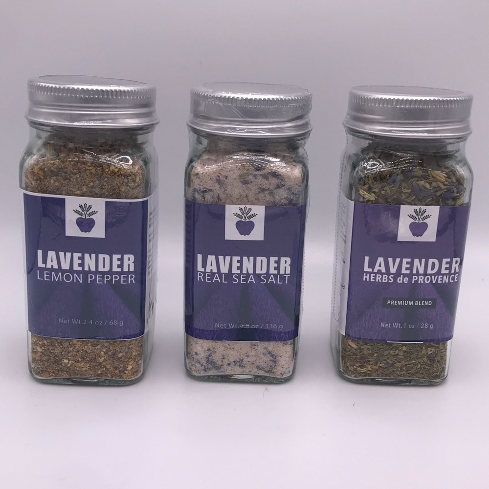 3 pack spices. Herbs de Provence, Lavender salt, and Lavender Lemmon Pepper